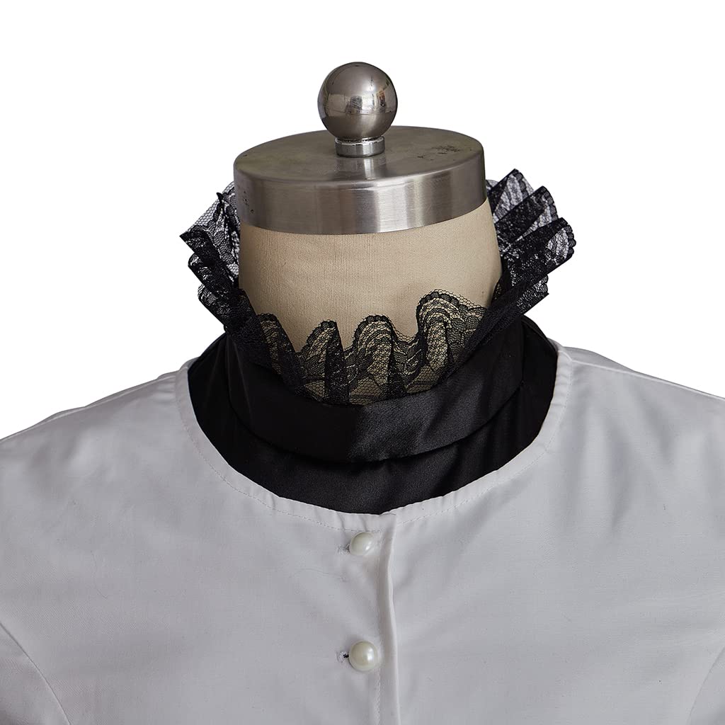 iSHOWcos 1860s Victorian Dress Women Gothic Vintage Black White Lace-up Corset Civil War Southern Belle Bustle Ball Gown - Image 7