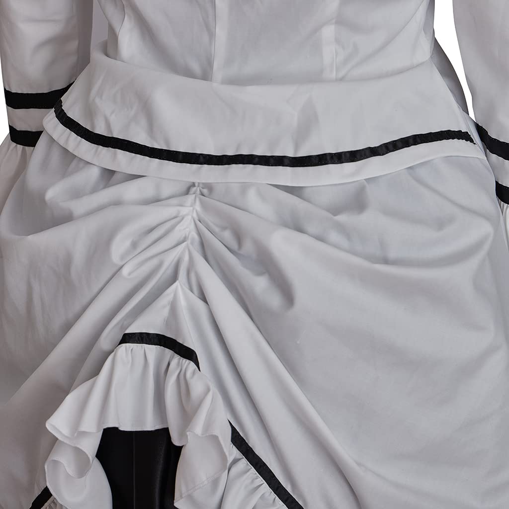 iSHOWcos 1860s Victorian Dress Women Gothic Vintage Black White Lace-up Corset Civil War Southern Belle Bustle Ball Gown - Image 8