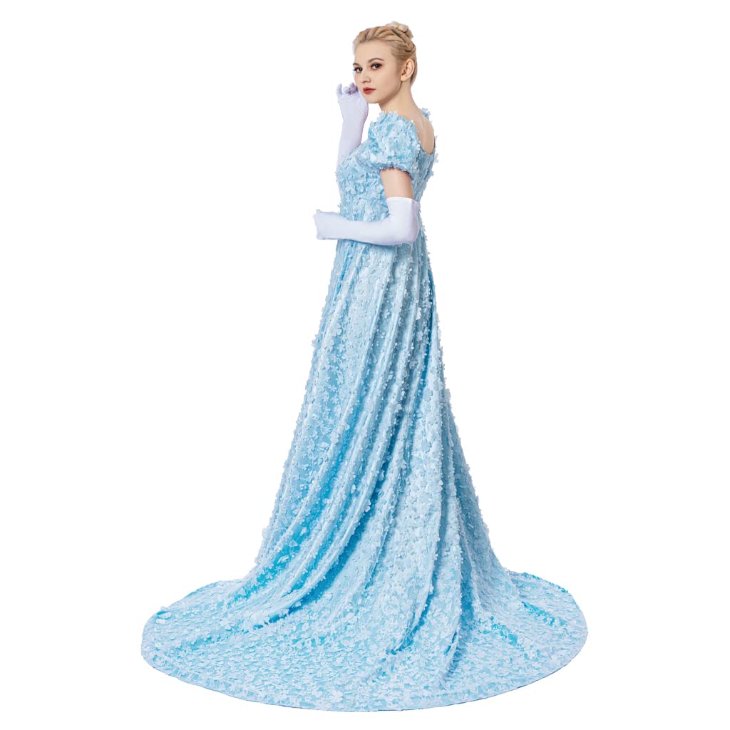 iSHOWcos Daphne Dress Cosplay Costume Women's Regency Dress Blue Lace Dress - Image 3