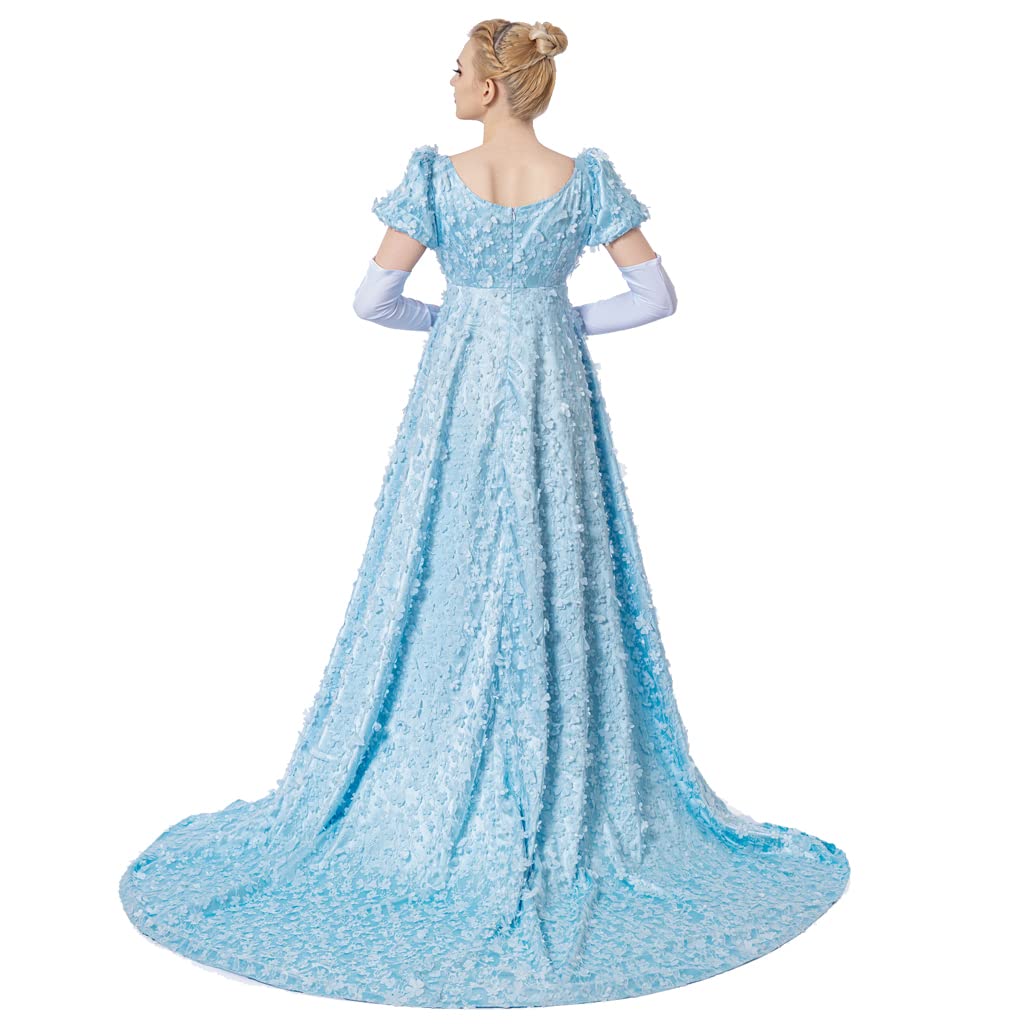 iSHOWcos Daphne Dress Cosplay Costume Women's Regency Dress Blue Lace Dress - Image 5