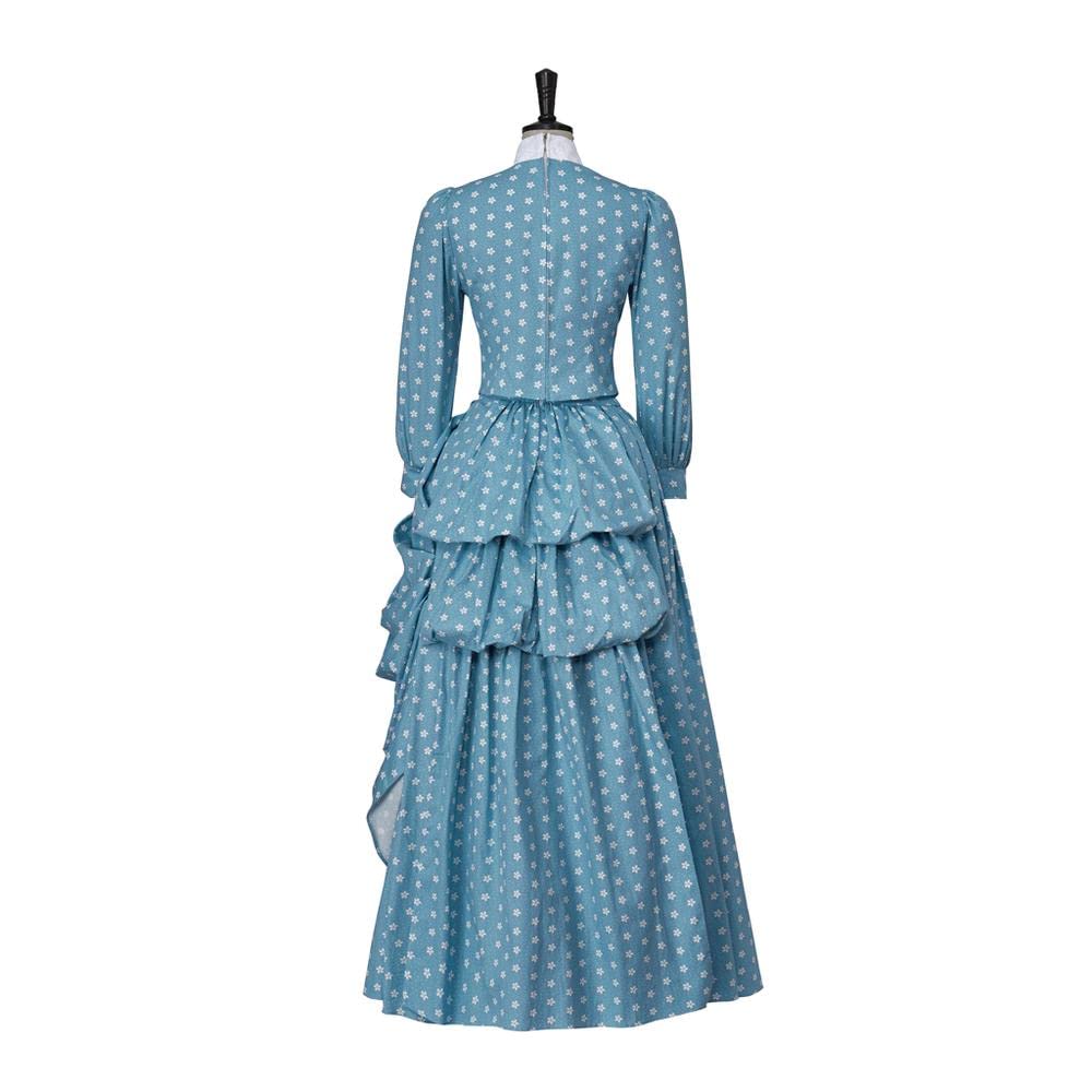 iSHOWcos Gilded Age Marian Brook Cosplay Costume Women's Blue Floral Lace Dress - Image 4