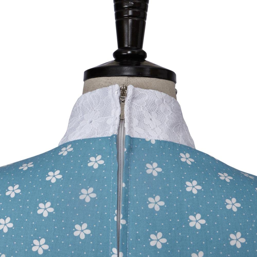 iSHOWcos Gilded Age Marian Brook Cosplay Costume Women's Blue Floral Lace Dress - Image 5