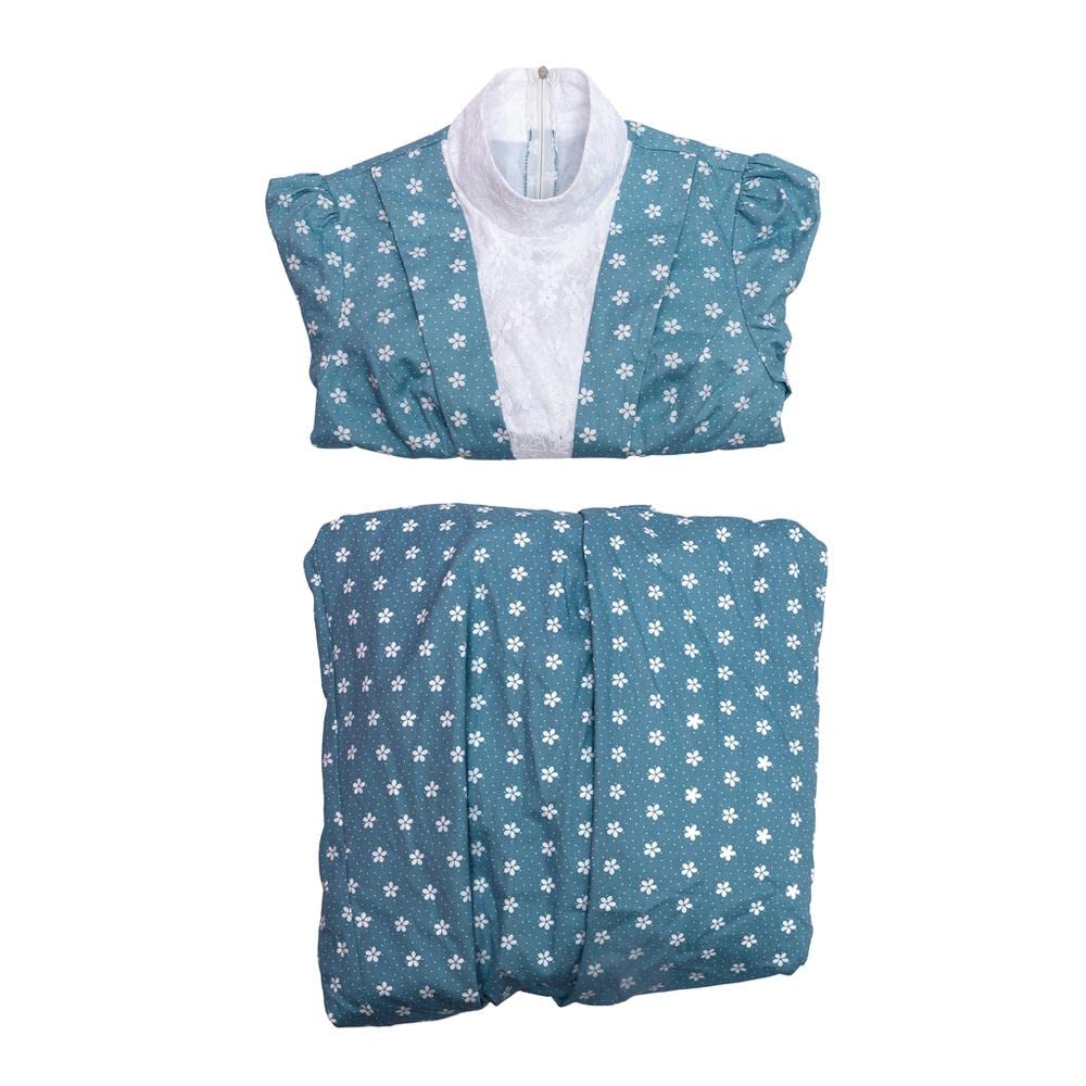 iSHOWcos Gilded Age Marian Brook Cosplay Costume Women's Blue Floral Lace Dress - Image 6