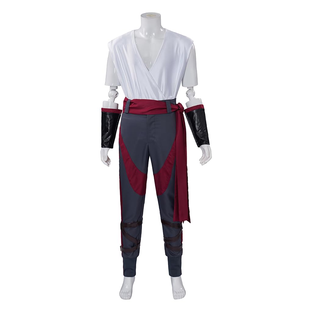 iSHOWcos Men's Liu Kang Cosplay Costume Uniform Liu Kang Battle Suit with Headband Halloween Outfit - Image 4