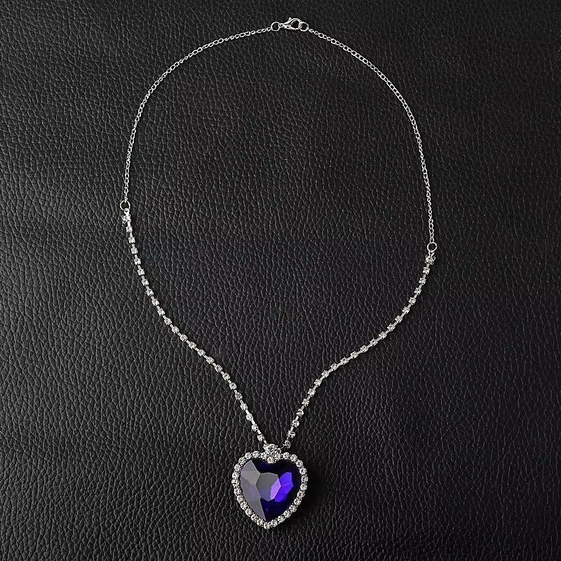 iSHOWcos Movie Titanic Cosplay Necklace Blue Crystal Choker Pendants For Women Wedding Halloween Party Jewelry Gift Accessories - Image 3