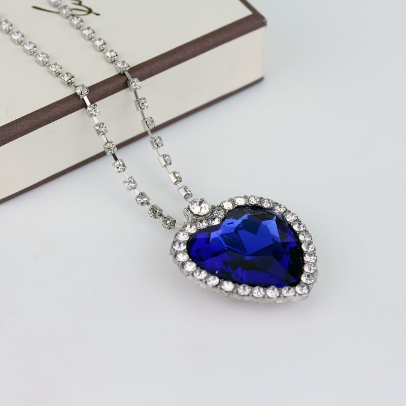 iSHOWcos Movie Titanic Cosplay Necklace Blue Crystal Choker Pendants For Women Wedding Halloween Party Jewelry Gift Accessories - Image 5