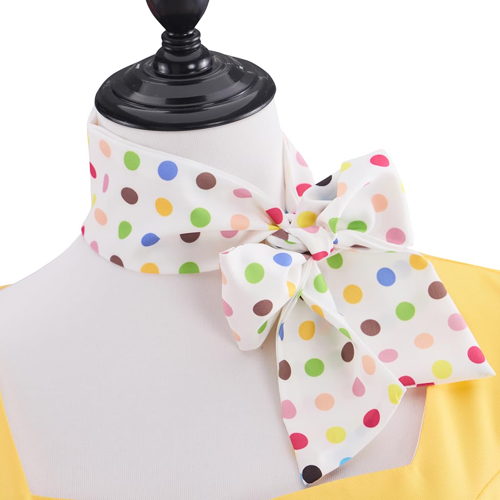 iSHOWcos Musical Waitress Cosplay Costume Women Yellow Maid Dress Uniform with Apron Scarf Outfit - Image 5