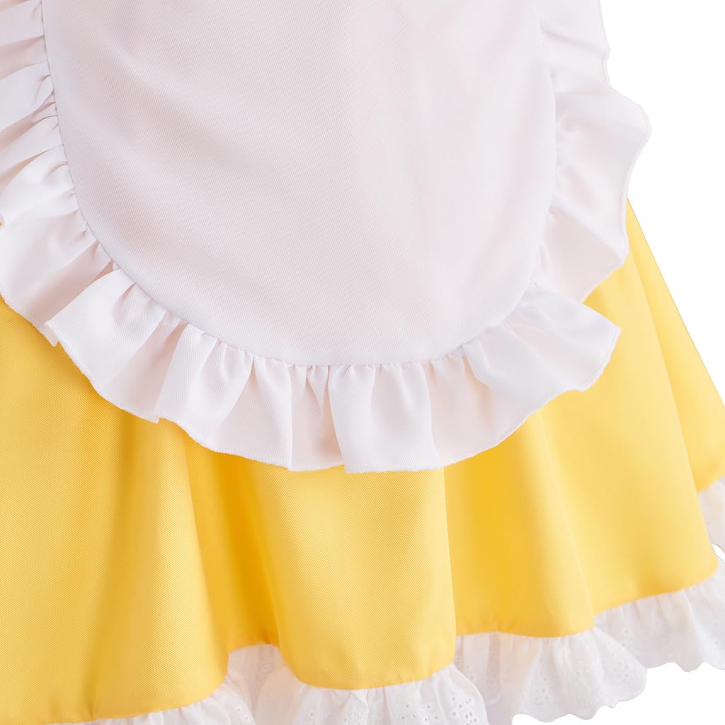 iSHOWcos Musical Waitress Cosplay Costume Women Yellow Maid Dress Uniform with Apron Scarf Outfit - Image 6