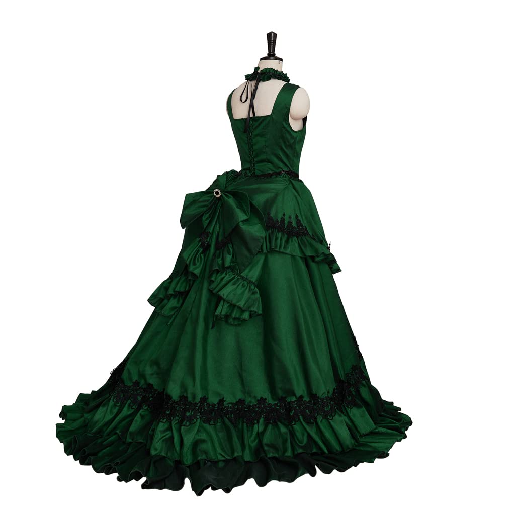 iSHOWcos The Vampire Madeline Cosplay Costume Victorian Bustle Green Dress Halloween Costume Gothic Ball Gown for Women - Image 4