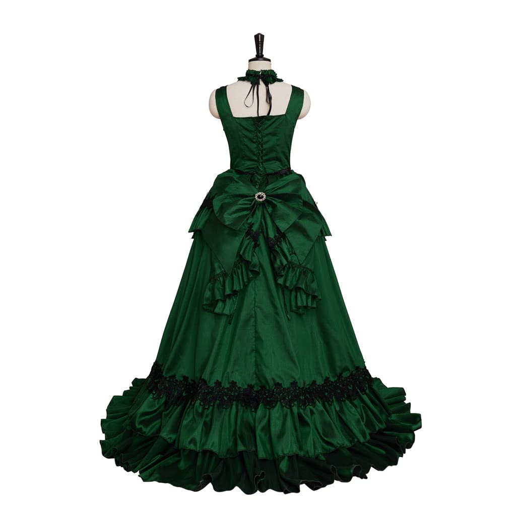 iSHOWcos The Vampire Madeline Cosplay Costume Victorian Bustle Green Dress Halloween Costume Gothic Ball Gown for Women - Image 5