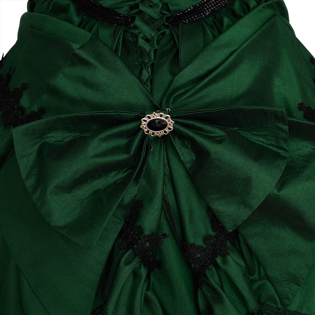 iSHOWcos The Vampire Madeline Cosplay Costume Victorian Bustle Green Dress Halloween Costume Gothic Ball Gown for Women - Image 8