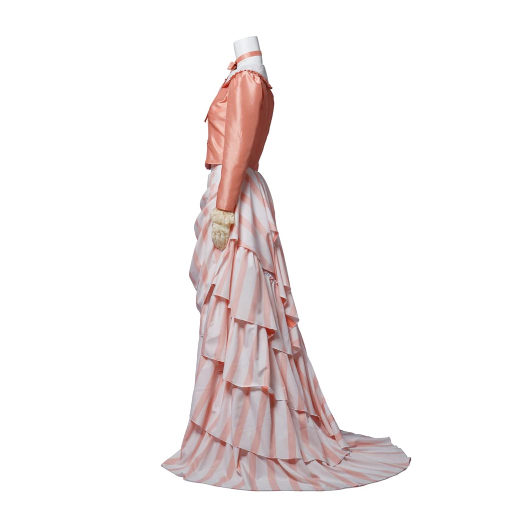 iSHOWcos Victorian Dress Vintage Edwardian Bustle Striped Dress - Image 3