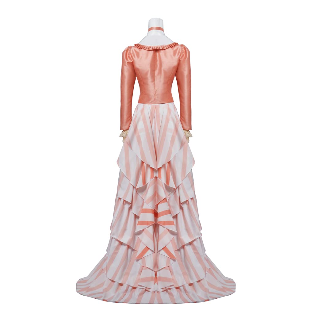 iSHOWcos Victorian Dress Vintage Edwardian Bustle Striped Dress - Image 4