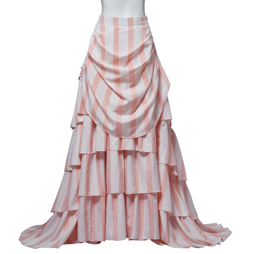 iSHOWcos Victorian Dress Vintage Edwardian Bustle Striped Dress - Image 5