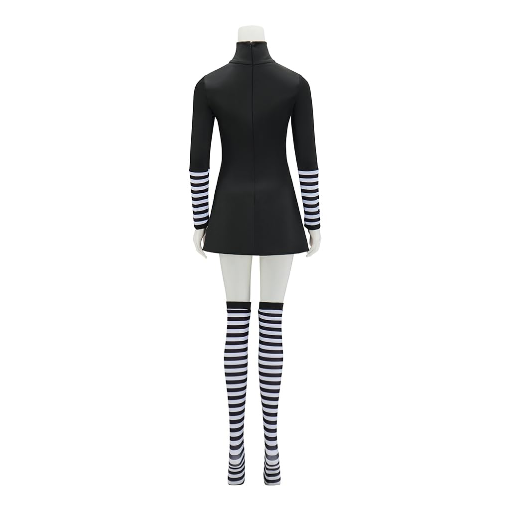 iSHOWcos Women Black Dress with Stockings Halloween Outfit Uniform - Image 4