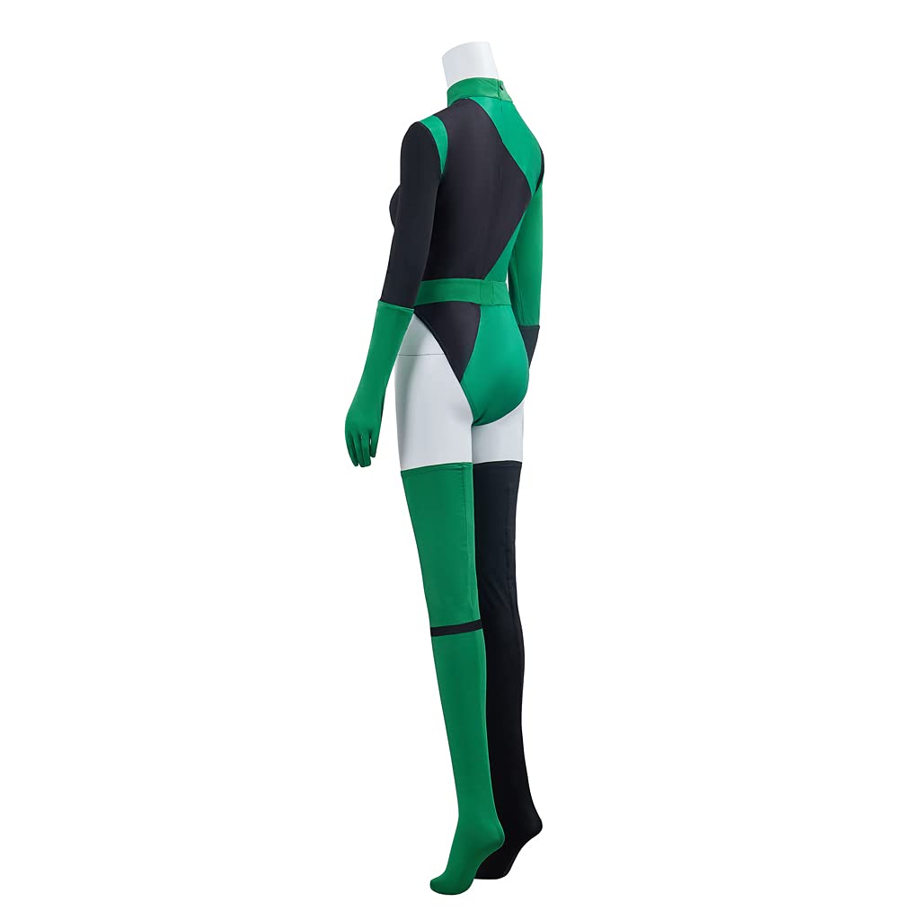 Women's Shego Cosplay Costume Green Jumpsuit with Gloves and Stockings Halloween Bodysuit - Image 3