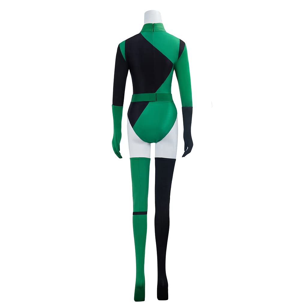 Women's Shego Cosplay Costume Green Jumpsuit with Gloves and Stockings Halloween Bodysuit - Image 4