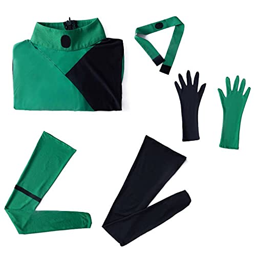 Women's Shego Cosplay Costume Green Jumpsuit with Gloves and Stockings Halloween Bodysuit - Image 6