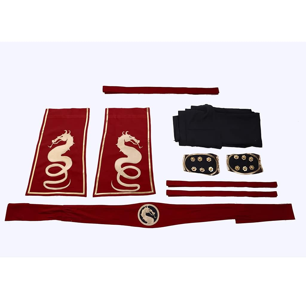 WOSHOW Liu Kang Cosplay Costume Men's Liu Kang Suit Costume with Headband - Image 6